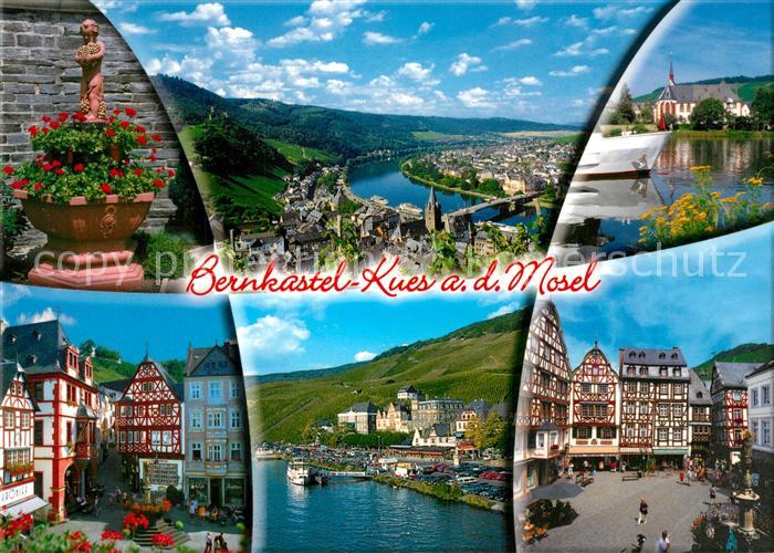 Bernkastel-Kues Brunnenfigur Panorama Moselpartie Marktplatz