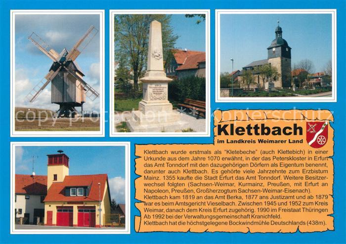 Klettbach Bockwindmuehle Kriegerdenkmal Trinitatis Kirche Feuerwehr