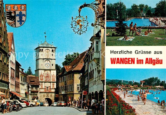 Wangen Allgaeu Herrenstrasse mit Ravensburger Tor Freibad