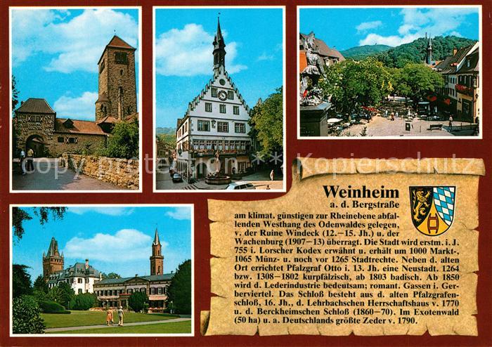 Weinheim Bergstrasse Wachenburg Altes Rathaus Marktplatz Schlosspark
