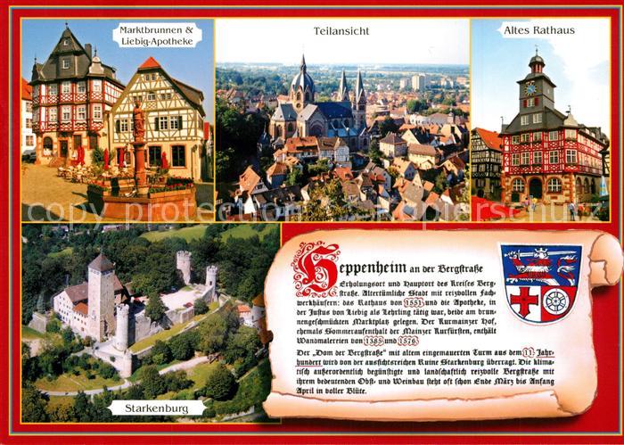 Heppenheim Bergstrasse Marktbrunnen Liebig Apotheke Panorama Altes Rathaus Stark
