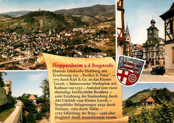 Heppenheim Bergstrasse Panorama Rathaus Burg
