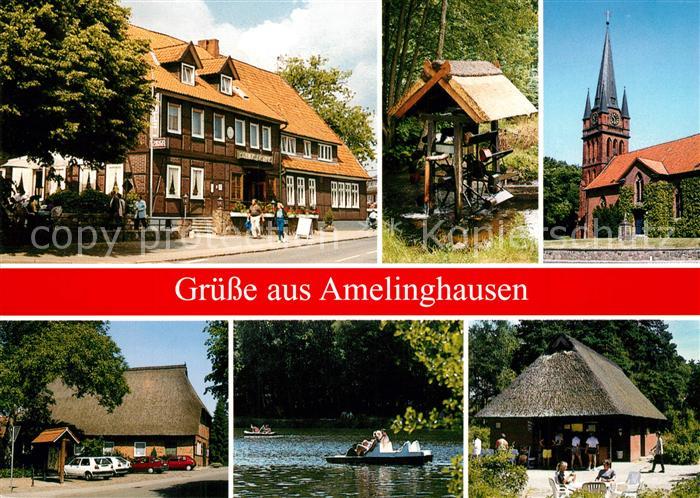 Amelinghausen Lueneburger Heide Gasthaus Wasserrad Kirche Gondelteich Reetdachha