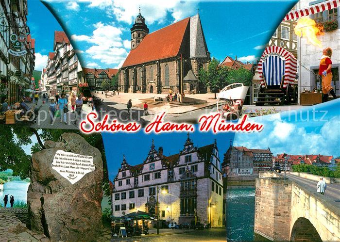 Hann. Muenden Fussgaengerzone Kirche Zirkus Rathaus Felsen