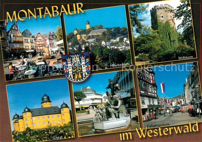 Montabaur Westerwald Am Rathaus Stadtblick Wolfsturm Schloss Schusterbrunnen Fus