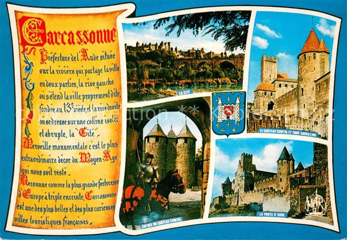 Carcassonne La Cite Le Chateau Comtal et Tour Sarrazine Entree du Chateau Comtal