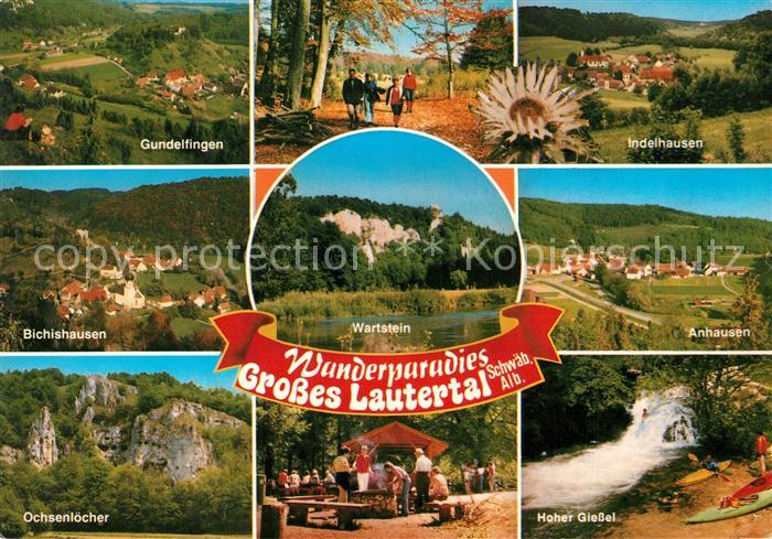 Schwaebische Alb Grosses Lautertal mit Gundelfingen Indelhausen Bichishausen War
