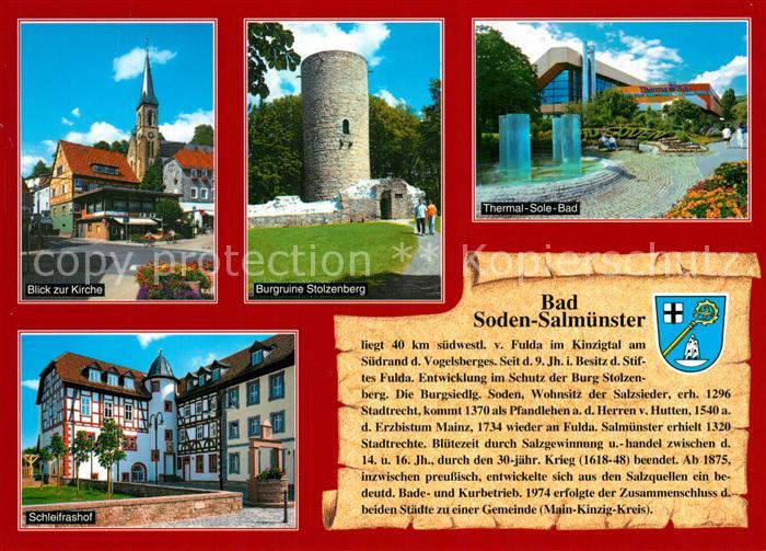 Bad Soden-Salmuenster Kirche Burgruine Stolzenberg Thermal-Sole-Bad