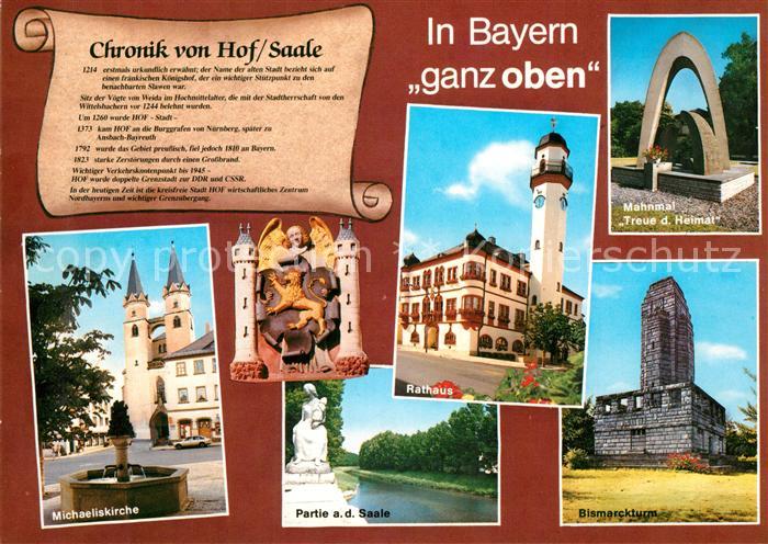 Hof Saale Rathaus Michaeliskirche Bismarckturm