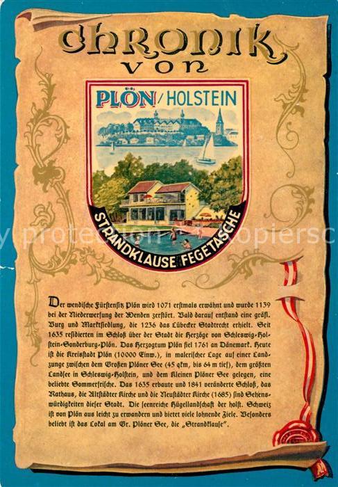 Ploen See Strandklause Fegetasche Chronik der Stadt Siegel