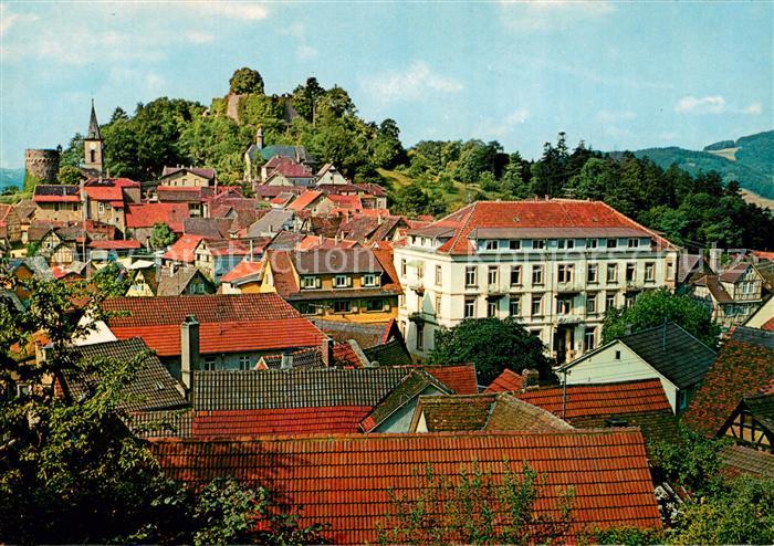 Lindenfels Odenwald Blick ueber die Altstadt Burgruine Perle im Odenwald