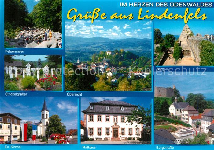 Lindenfels Odenwald Felsenmeer Strickelgraeber Kirche Rathaus Burgstrasse Burg P