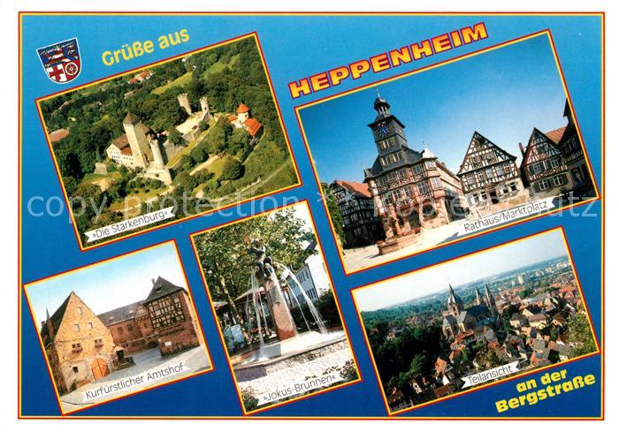 Heppenheim Bergstrasse Kurfuerstlicher Amtshof Jokus Brunnen Rathaus Marktplatz