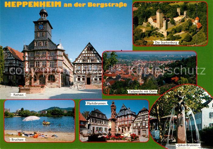 Heppenheim Bergstrasse Rathaus Marktbrunnen Jokus Brunnen Bruchsee Badestrand St