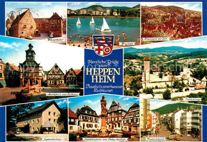 Heppenheim Bergstrasse Winzerkeller Marktplatz Rathaus Jugendherberge Marktbrunn