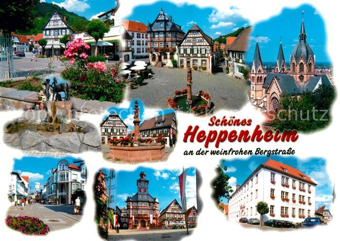 Heppenheim Bergstrasse Altstadt Fachwerkhaeuser Dom Brunnen Rathaus