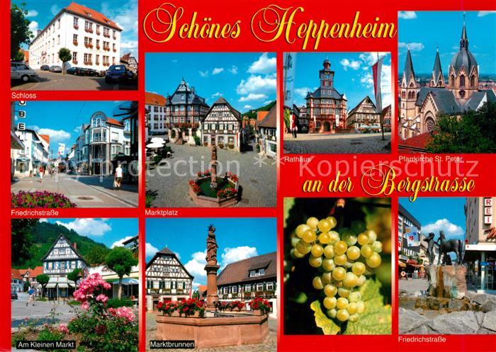 Heppenheim Bergstrasse Schloss Marktplatz Brunnen Rathaus Pfarrkirche St Peter F
