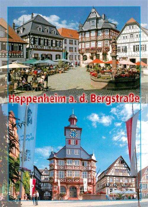 Heppenheim Bergstrasse Marktplatz Brunnen Rathaus Altstadt Fachwerkhaeuser