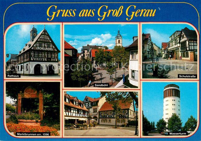 Gross-Gerau Rathaus Sandboehl Schulstrasse Wasserturm Marktplatz Brunnen 16. Jhd