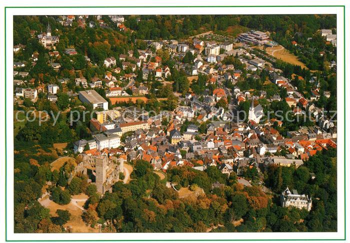 Koenigstein Taunus Burgruine Heilklimatischer Hoehenluftkurort Fliegeraufnahme