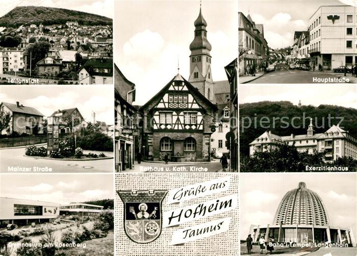Hofheim Taunus Teilansicht Strassenpartie Rathaus Kirche Exerzitienhaus Gymnasiu