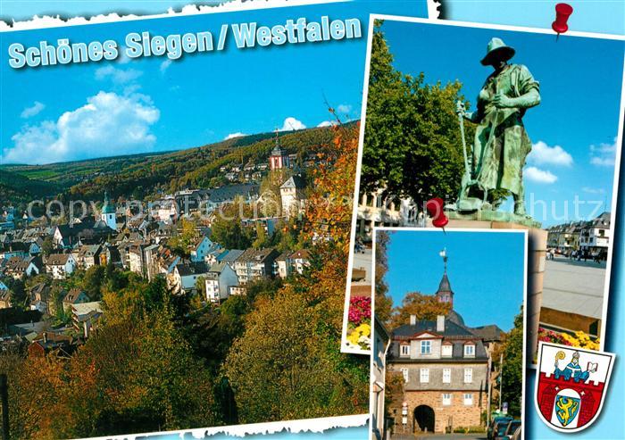 Siegen Westfalen Teilansicht Denkmal Schloss Wappen