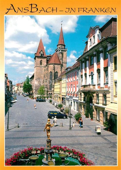 Ansbach Mittelfranken Altstadt Brunnen Kirche
