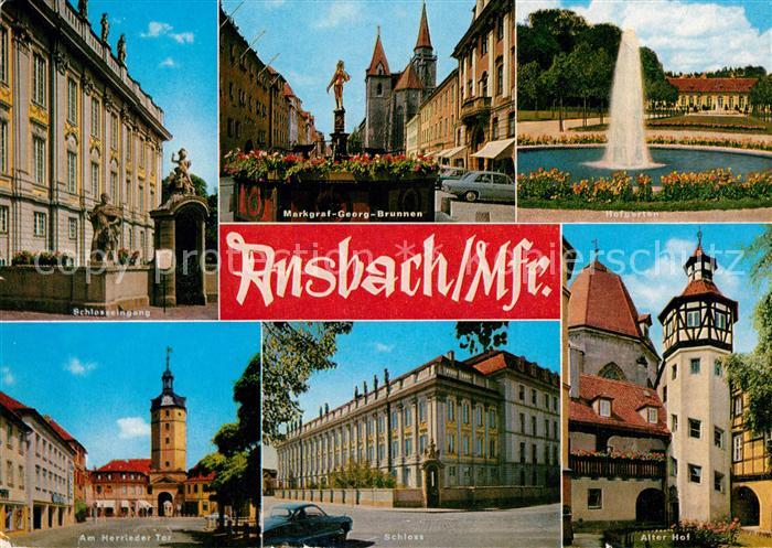 Ansbach Mittelfranken Schloss Eingang Markgraf Georg Brunnen Hofgarten Fontaene