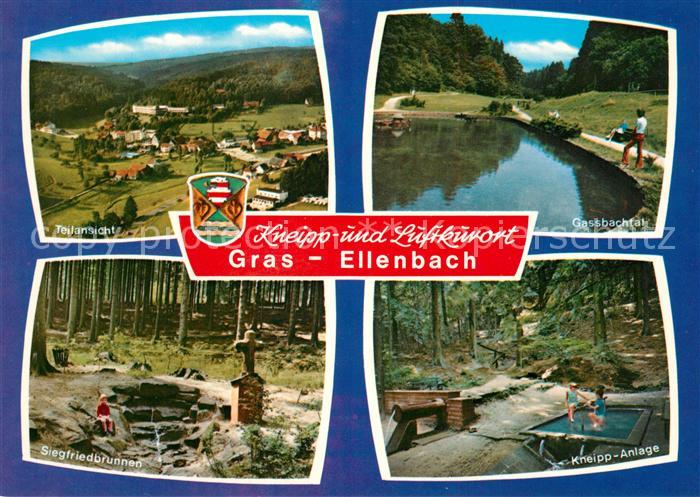 Grasellenbach Teilansicht Gassbachtal Siegfriedbrunnen Kneippanlage Kneippkurort