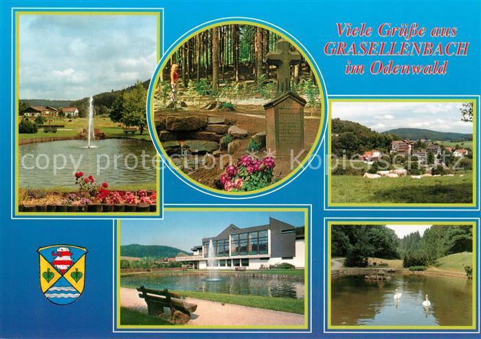 Grasellenbach Teilansichten Kneippkurort Odenwald Kuranlage Gedenkstein Kreuz Ni