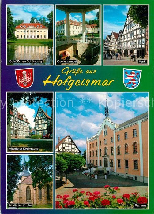Hofgeismar Schloesschen Schoenburg Quellentempel Markt Fachwerkhaeuser Altstadt