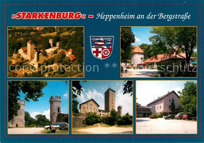 Heppenheim Bergstrasse Starkenburg Berggaststaette Fliegeraufnahme Wappen