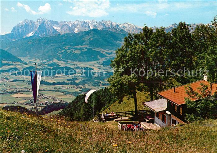 Koessen Tirol Taubenseehuette Blick ins Tal Alpenpanorama