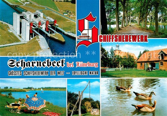 Scharnebeck Lueneburg Schiffshebewerk Fliegeraufnahme Bauernhof Kirche Enten Alt
