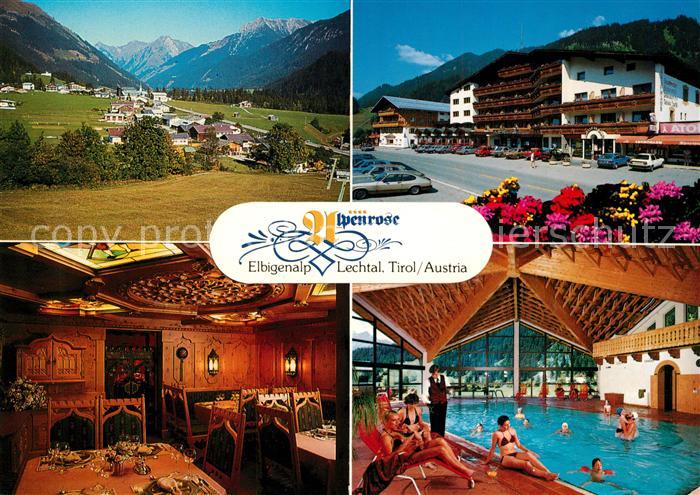 Elbigenalp Sporthotel Alpenrose Restaurant Hallenbad Landschaftspanorama Alpen