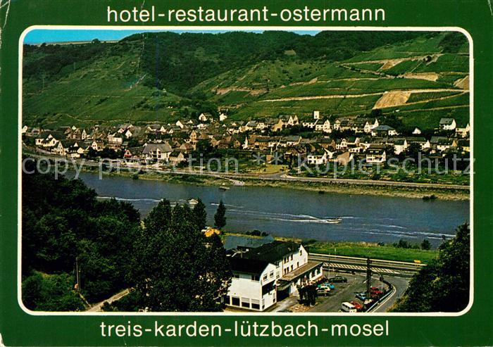 Luetzbach Treis-Karden Hotel Restaurant Ostermann Mosel Fliegeraufnahme