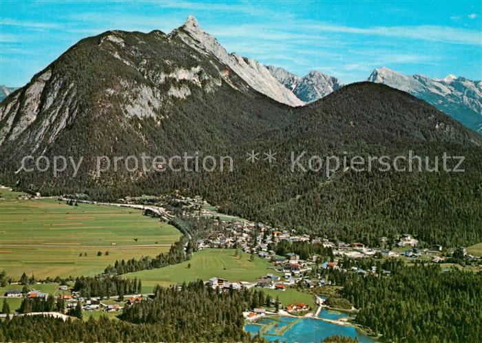 Weidach Leutasch Panorama Blick gegen Arnspitze Karwendelgebirge Fliegeraufnahme