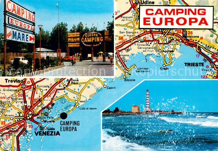 Cavallino Venezia Camping Europa Leuchtturm Landkarte Adriakueste