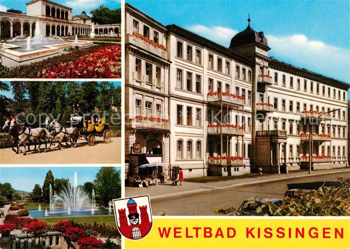 Bad Kissingen A.W. Heim Viktoria Kurhotel Park Fontaene Postkutsche Vierspaenner