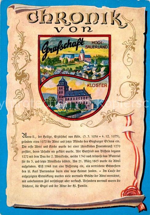 Grafschaft Sauerland Kloster Chronik Wappen Siegel