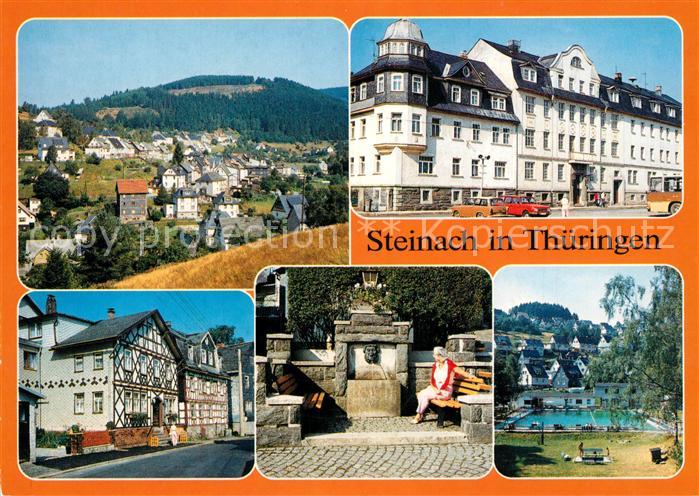 Steinach Thueringen Panorama Schwimmbad Fachwerkhaeuser Brunnen