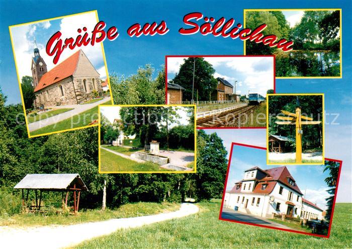 Soellichau Kirche Gaenseteich Bahnhof Rohrbrunnen Siebenarmsaeule Kulturhaus