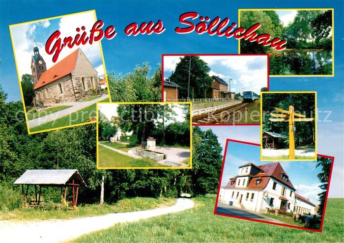 Soellichau Kirche Gaenseteich Bahnhof Rohrbrunnen Siebenarmsaeule Kulturhaus