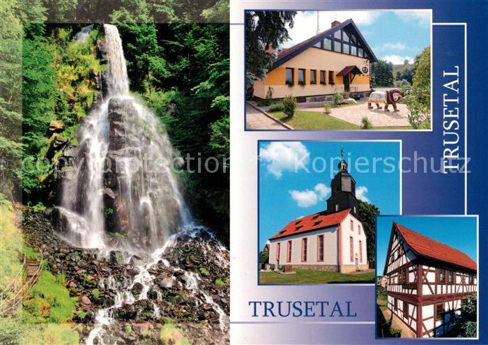 Trusetal Wasserfall K2 Pizzena Kirche Fachwerkhaus