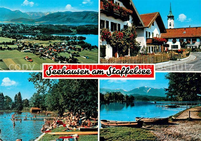 Seehausen Staffelsee Strand Bootsanlegestelle Kirche Panorama