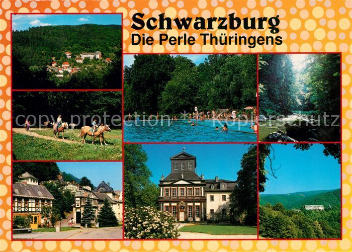 Schwarzburg Thueringer Wald Schwimmbad Schloss Reitergruppe Ortsansichten