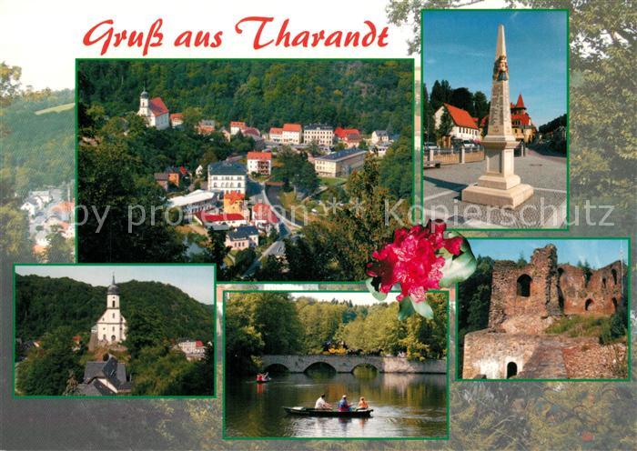 Tharandt Saechsische Postmeilensaeule Bergkirche Zum heiligen Kreuz Burgruine