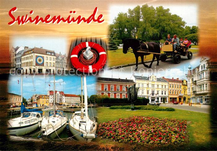 Swinemuende Hafen Stadtansicht Pferdekutsche