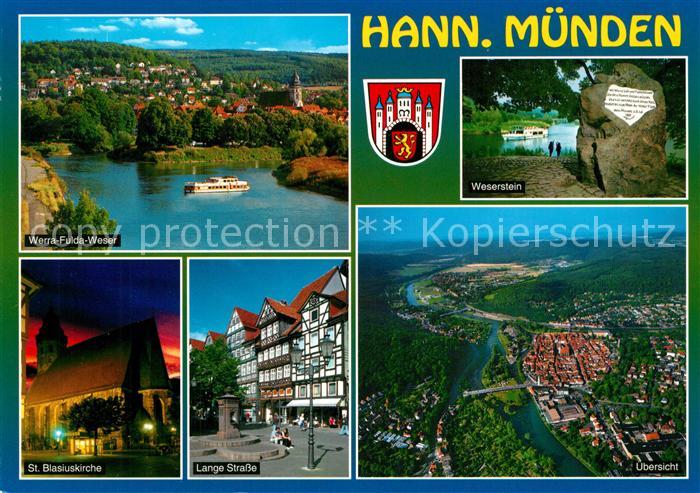 Hannoversch Muenden Werra Fulda Weser Weserstein Blasiuskirche Lange Stra?e Pano