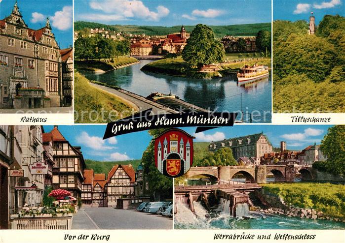 Hannoversch Muenden Rathaus Tillyschanze Vor der Burg Werrabr?cke Welfenschloss